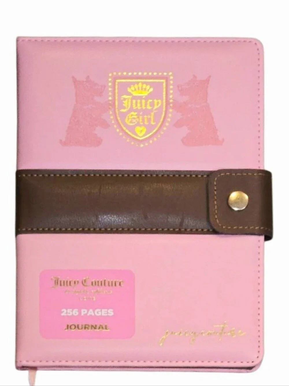 Juicy Couture Home Gold Foil Logo Crest Scottie Dogs Snap Journal